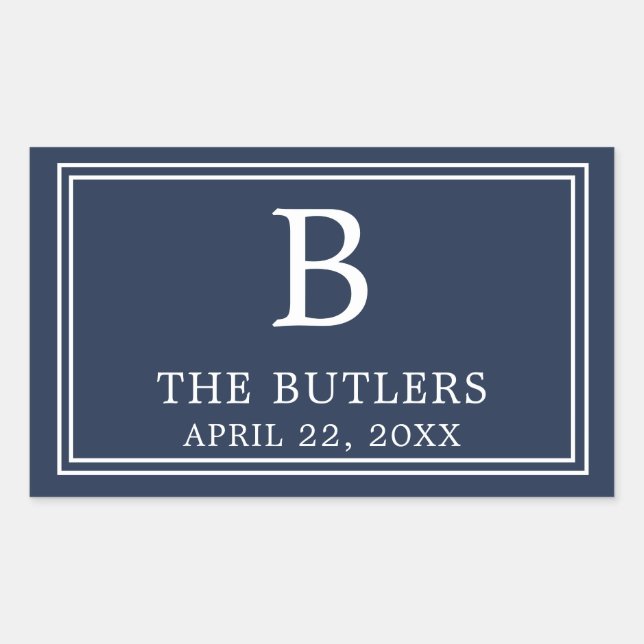 Adesivo Retangular Azul-Marinho Moderno (Frente)