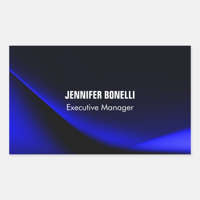 Adesivo Retangular Azul moderno minimalista profissional adicione seu (Frente)