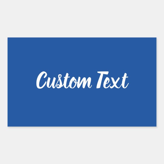 Adesivo Retangular Azul Profundo Simples com Modelo de Texto de Scrip (Frente)