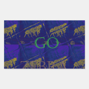 Adesivo Retangular Azul-Safari francês deixa Zebra Hakuna Matata