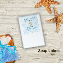 Adesivo Retangular Azul + Starfish — Rótulos de Sabão Físico À Praia