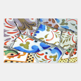 Adesivo Retangular Azulejos de mosaico de Guell do parque de Gaudi