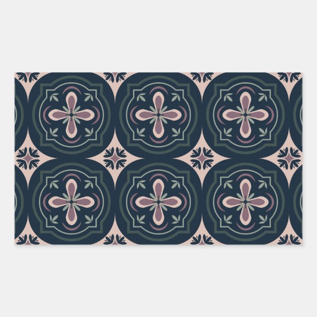 Adesivo Retangular Azulejos Geométricos Florais Terrosos (Frente)