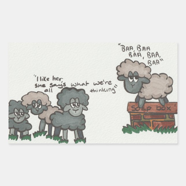Adesivo Retangular Baa, Baa, Baa (Frente)