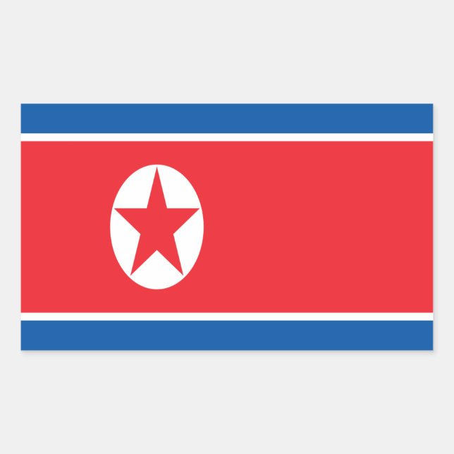 Adesivo Retangular Baixo custo! Bandeira da Coreia do Norte (Frente)