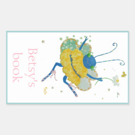 Adesivo Retangular Ballerina Bee bookplate