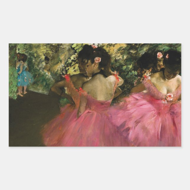Adesivo Retangular Ballerinas a rosa por Edgar Degas (Frente)