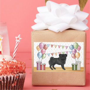 Adesivo Retangular Baloões de Aniversário Coloridos Pastel para Pug P