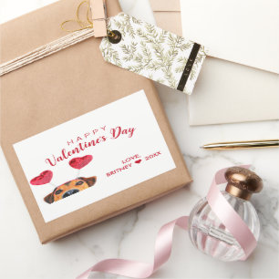 Adesivo Retangular Banda de Cabeça do Coração de Cachorro Engraçado d