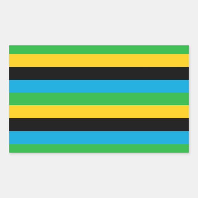 Adesivo Retangular Bandas de bandeira da Tanzânia (Frente)