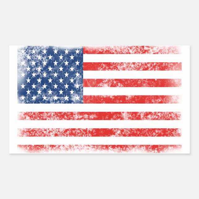Adesivo Retangular Bandeira Americana Angustiada Patriótica (Frente)