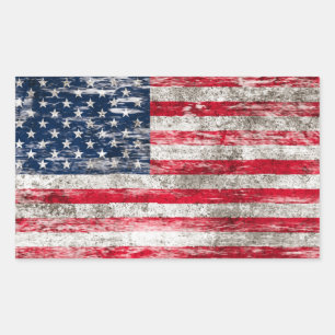 Adesivo Retangular Bandeira americana arrastada e vestida