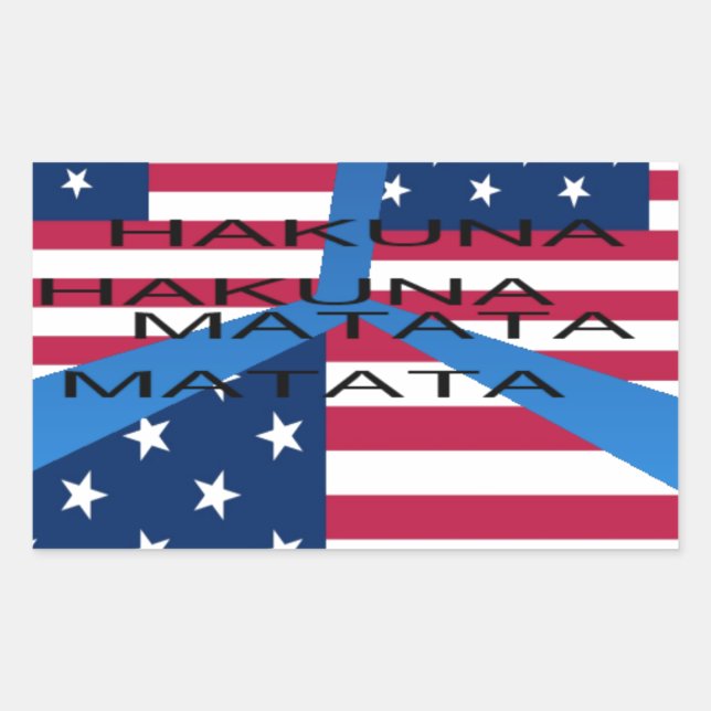 Adesivo Retangular Bandeira Americana com Hakuna Matata: Design Patri (Frente)
