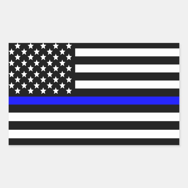 Adesivo Retangular Bandeira Americana da Linha Azul da Polícia (Frente)
