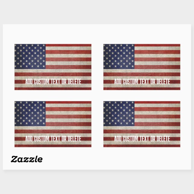 Adesivo Retangular Bandeira Americana desgastada e distressada (Folha)