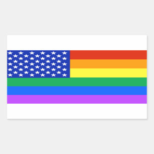 Adesivo Retangular Bandeira americana do arco-íris de LGBT