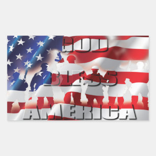 Adesivo Retangular Bandeira Americana do Deus abençoe Patriótico