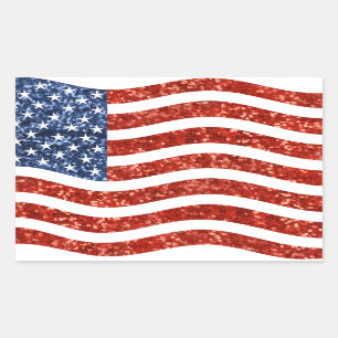 Adesivo Retangular bandeira americana do sequin