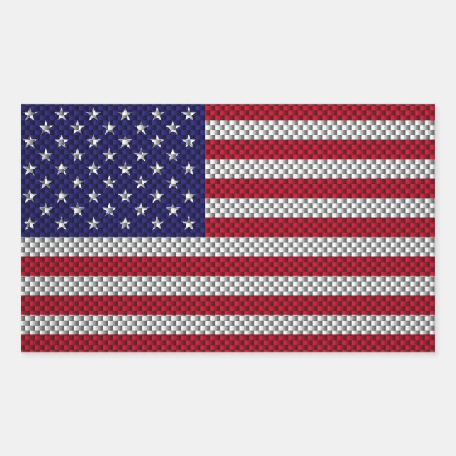 Adesivo Retangular Bandeira Americana em Impressão de Estilo de Fibra (Frente)