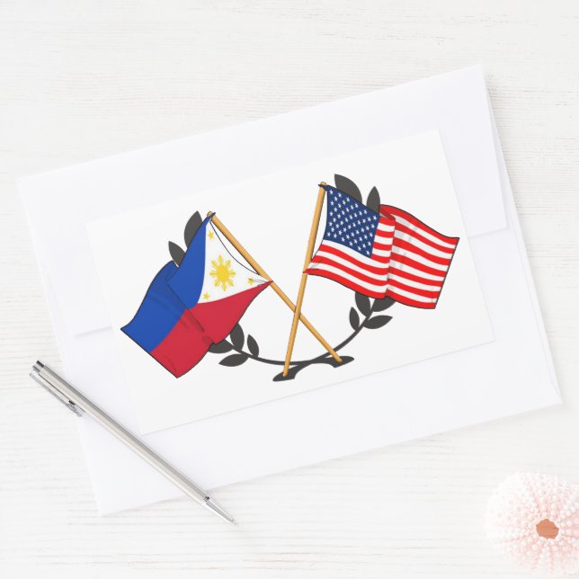 Adesivo Retangular Bandeira Americana Filipina Heritage Vintage (Envelope)