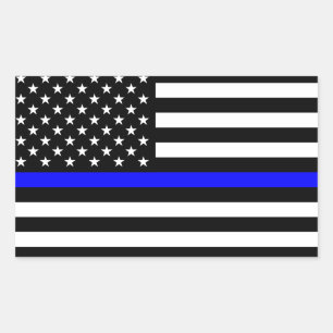 Adesivo Retangular Bandeira americana fina de Blue Line