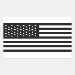 Adesivo Retangular Bandeira Americana Preto Branco