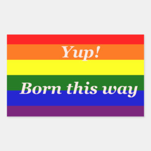 Adesivo Retangular Bandeira arco-íris do Orgulho Gay Sim Nascido assi
