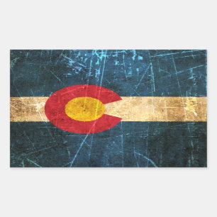 Adesivo Retangular Bandeira arrastada e vestida de Colorado