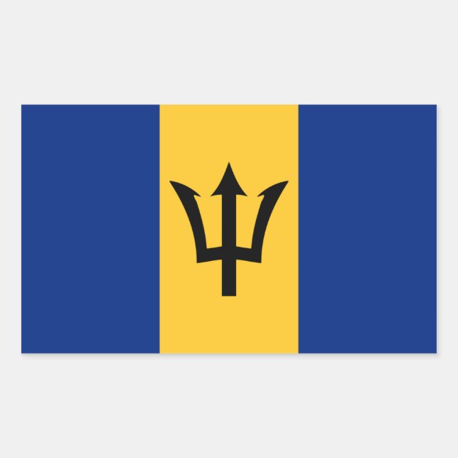 Adesivo Retangular Bandeira Barbados/Barbadiano/Bajuns (Frente)