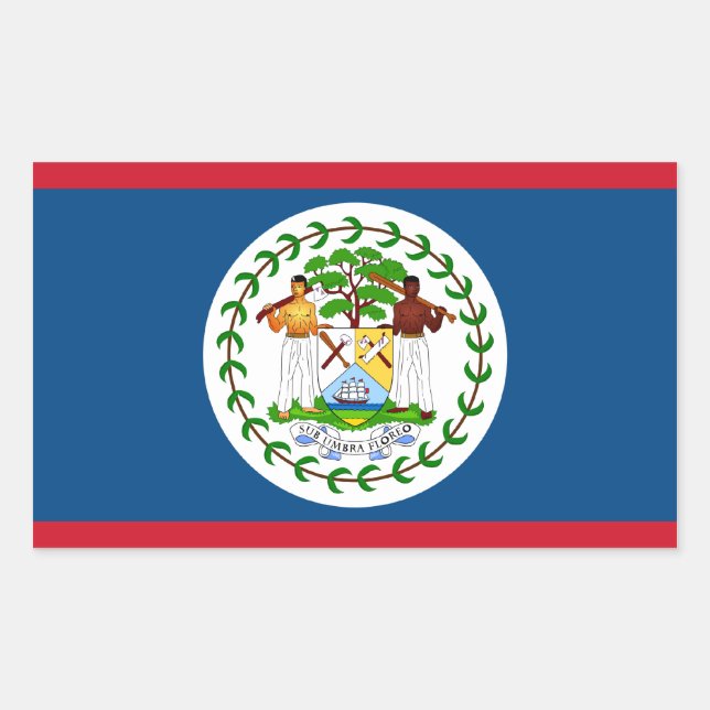 Adesivo Retangular Bandeira Belize/Belizean (Frente)