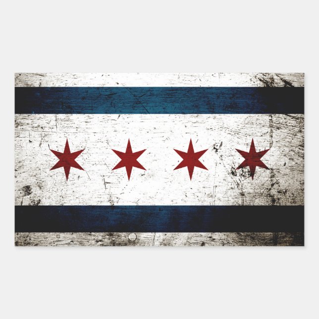 Adesivo Retangular Bandeira Black Grunge Chicago (Frente)
