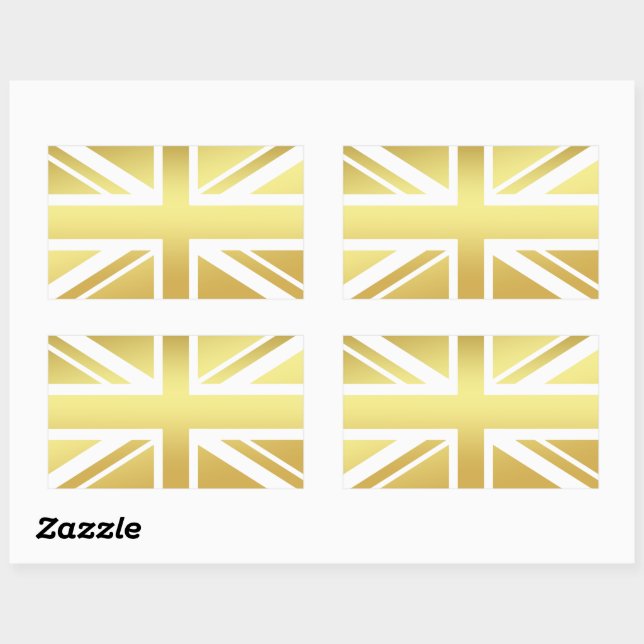 Adesivo Retangular Bandeira britânica Golden Union Jack (Folha)