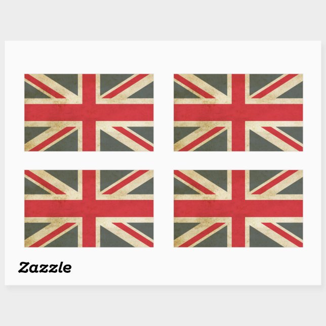 Adesivo Retangular Bandeira Britânica Vintage Union Jack (Folha)