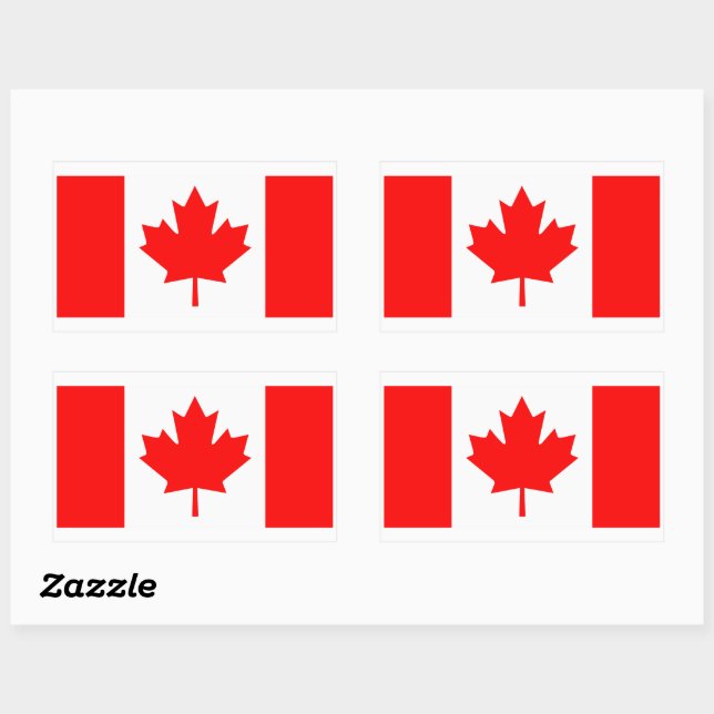 Adesivo Retangular Bandeira canadense - Arte Gráfica Vermelha (Folha)