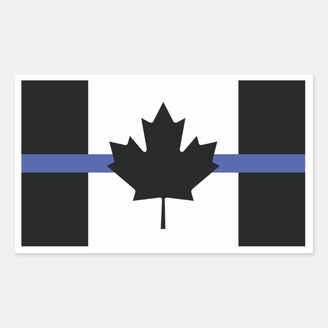 Adesivo Retangular Bandeira canadense com linha azul, linha azul fina (Frente)
