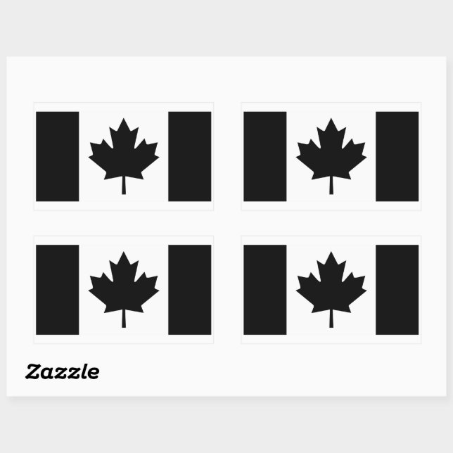Adesivo Retangular Bandeira canadense na arte gráfica negra (Folha)