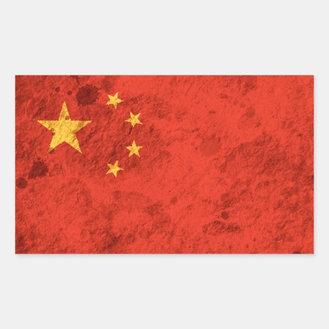 Adesivo Retangular Bandeira Chinesa Enroscada (Frente)