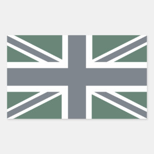 Adesivo Retangular Bandeira clássica cinzenta de Union Jack Ingleses
