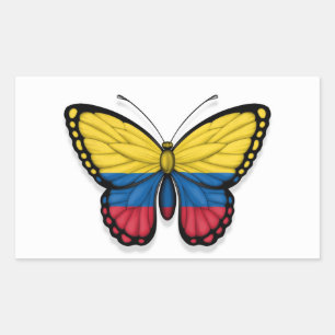 Adesivo Retangular Bandeira colombiana da borboleta