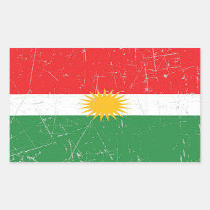 Adesivo Retangular Bandeira curdo arrastada e riscada