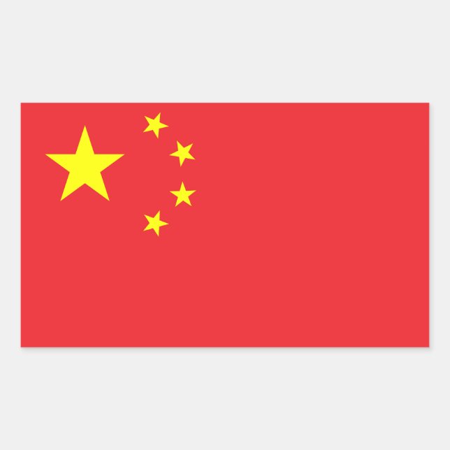 Adesivo Retangular Bandeira da China (Frente)
