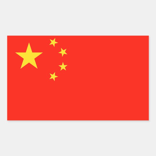 Adesivo Retangular Bandeira da China - Alta Qualidade (Frente)
