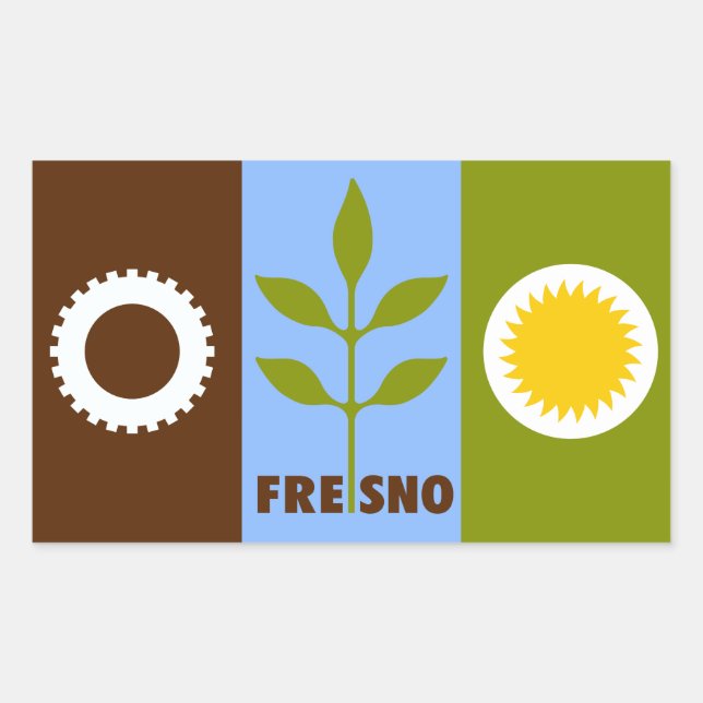 Adesivo Retangular Bandeira da cidade de Fresno, Califórnia - Sti Ret (Frente)