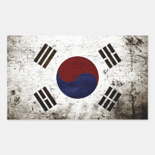 Adesivo Retangular Bandeira da Coreia do Sul Grunge Preta