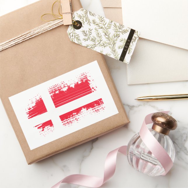 Adesivo Retangular Bandeira da Dinamarca (Presentear)