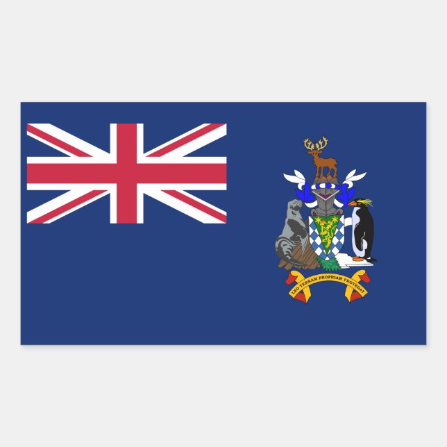 Adesivo Retangular Bandeira da Geórgia do Sul e Ilhas Sandwich do Sul (Frente)