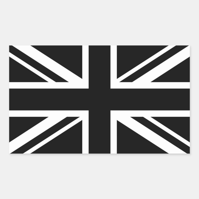 Adesivo Retangular Bandeira da Inglaterra Preto Branco (Frente)