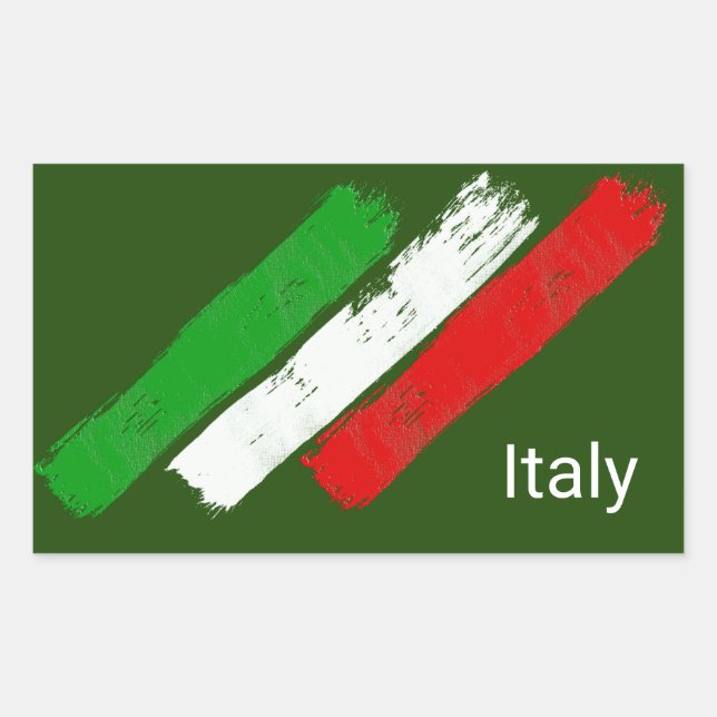 Adesivo Retangular Bandeira da Itália.pinceladas. (Frente)