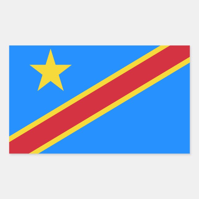 Adesivo Retangular Bandeira da Kinshasa do Congo (Frente)