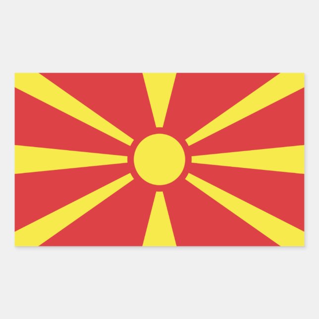 Adesivo Retangular Bandeira da Macedônia, Bandeira da Macedônia do No (Frente)